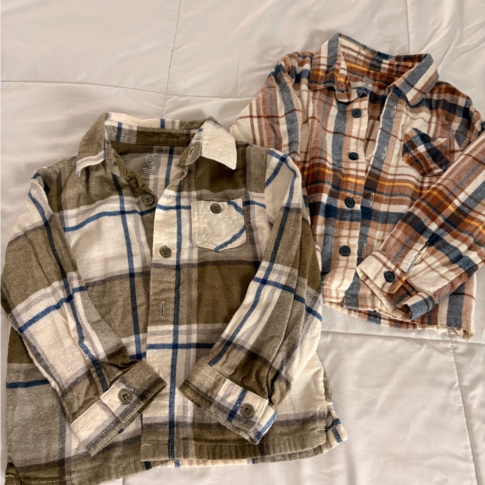 Wonder Nation Brown and Blue Plaid Shirt